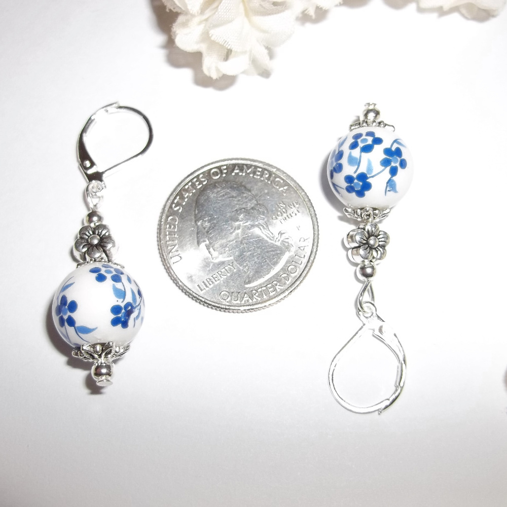 Blue & White Flower Earring Set Jewelry Boho Floral Jewelry Accessory NWT 5633 - Picture 3 of 8